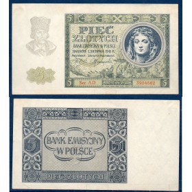 Pologne P.101, TTB Billet de 5 zlotych 1941 Fermière