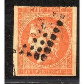 Timbre France Yvert No 48 Émission de Bordeaux 40c orange Oblitéré gros chiffres