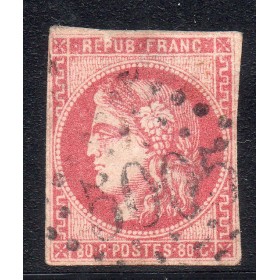 Timbre France Yvert No 49b Émission de Bordeaux 80c rose vif Oblitéré