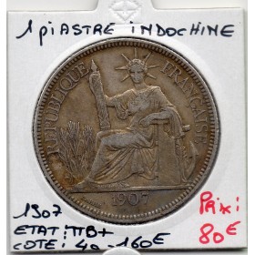 Indochine 1 piastre 1907 TTB+, Lec.290
