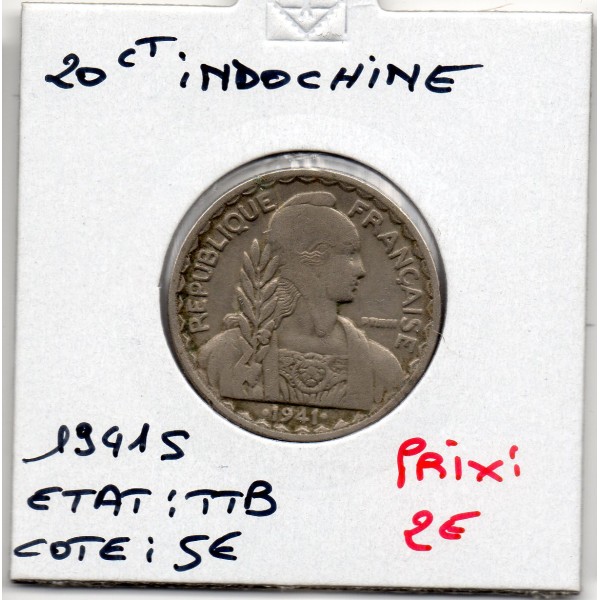 Indochine 20 cents 1941 S non magnétique TTB, Lec.248