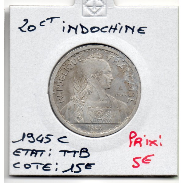 Indochine 20 cents 1945 C Castelsarrazin TTB, Lec.253