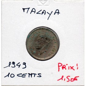 Malaya 10 cents 1949 TTB, KM.8 Georges VI