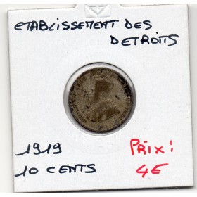 Etablissement des Détroits 10 cents 1919 TB, KM.29a Georges V
