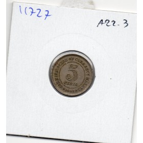 Malaya 5 cents 1948 TTB, KM.7 Georges Vi