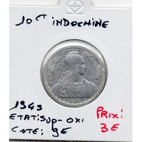 Indochine 10 cents 1945 Sup, Lec.186 trace d'oxyde