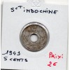 Indochine 5 cents 1943 rainurée TB, Lec.124 cassures de coin