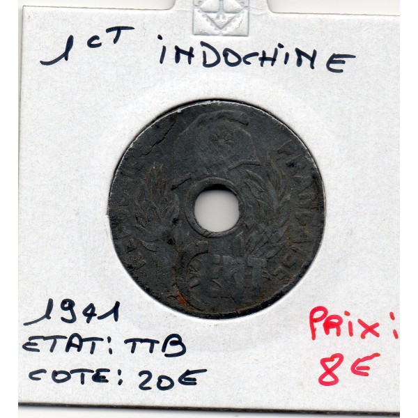 Indochine 1 cent 1941 Hanoi TTB, Lec.109 Lotus