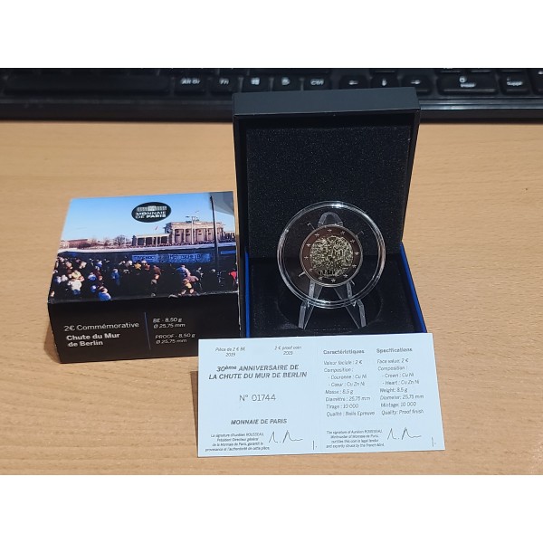 2 euros commémorative France BE 2019 Chutte du Mur de Berlin piece de monnaie €