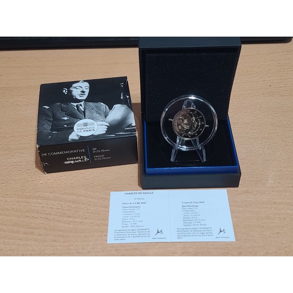 2 euros commémoratives France BE 2020 Charles De Gaulle pieces de monnaie €