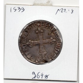 1/4 ou quart d'Ecu Croix de Face 1589 T Nantes Henri III TTB+