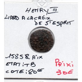 Liard à la croix du saint esprit Aix Henri III (1585 &) TB