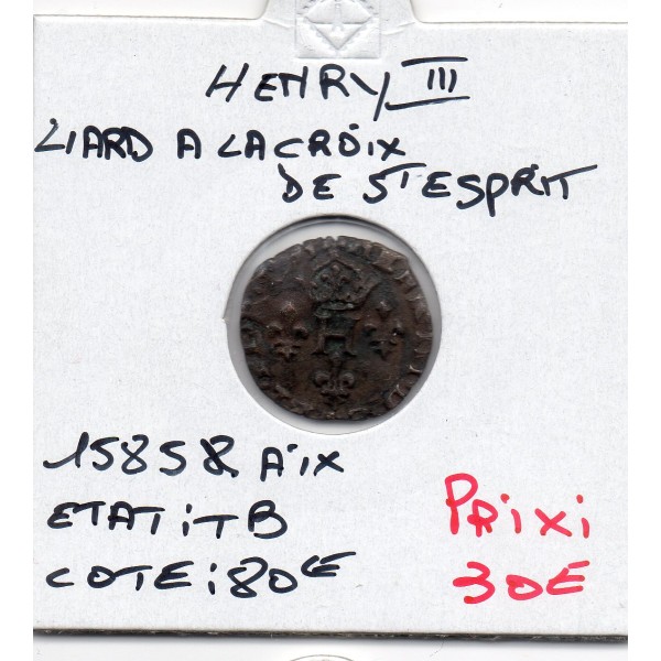 Liard à la croix du saint esprit Aix Henri III (1585 &) TB