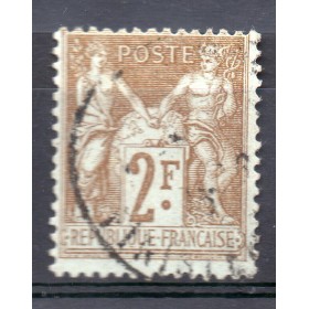 Timbre France Yvert No 105 Type I Sage 2fr bistre s. azuré Oblitéré