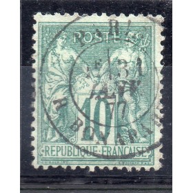 Timbre France Yvert No 76 Type II Sage 10c vert Oblitéré