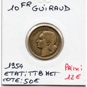 10 francs Coq Guiraud 1954 TTB nettoyée
