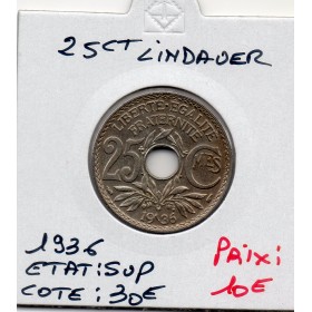 25 centimes Lindauer 1936 Sup