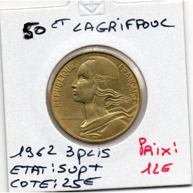50 centimes Lagriffoul 1962 3 plis Sup+