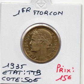 1 franc Morlon 1935 TTB, France pièce de monnaie