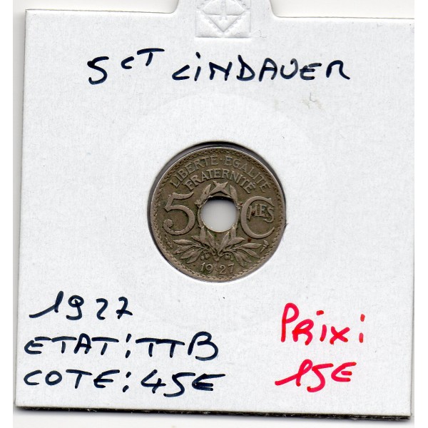 5 centimes Lindauer 1927 TTB