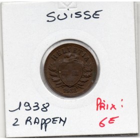 Suisse 2 rappen 1938 Sup-, KM.4.2a Blason