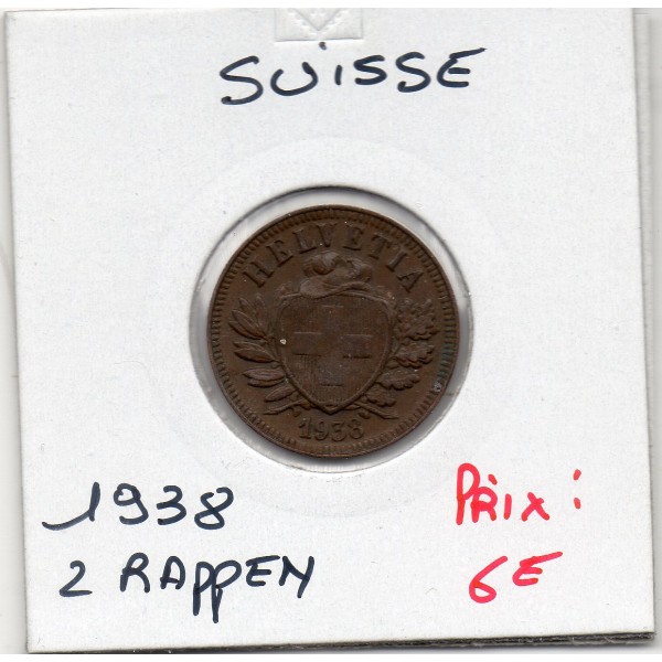 Suisse 2 rappen 1938 Sup-, KM.4.2a Blason