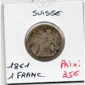 Suisse 1 franc 1861 TTB-, KM.9a Hzlvetia Assis