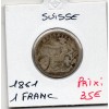 Suisse 1 franc 1861 TTB-, KM.9a Hzlvetia Assis