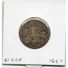 Suisse 1 franc 1861 TTB-, KM.9a Hzlvetia Assis