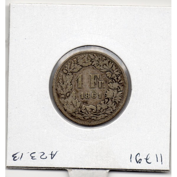 Suisse 1 franc 1861 TTB-, KM.9a Hzlvetia Assis
