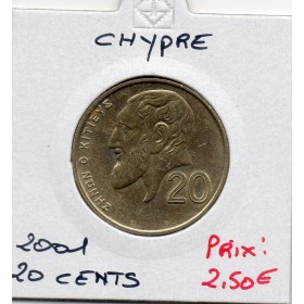 Chypre 20 cents 2001 Spl, KM 62.2 Zénon de Citium