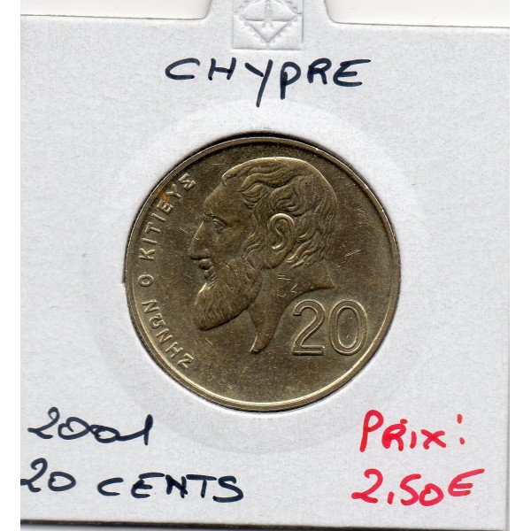 Chypre 20 cents 2001 Spl, KM 62.2 Zénon de Citium