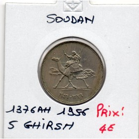 Soudan 5 Ghirsh 1376 AH - 1956 Sup KM.34 chamellier