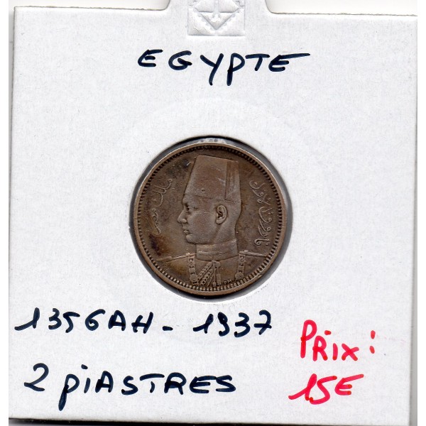 Egypte 2 piastres 1356 AH - 1937 Sup+, KM.365 Farouk