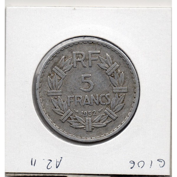 5 francs Lavrillier 1952 TTB-, France pièce de monnaie