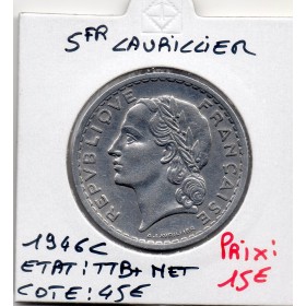 5 francs Lavrillier 1946 C Castelsarrasin TTB+ nettoyée