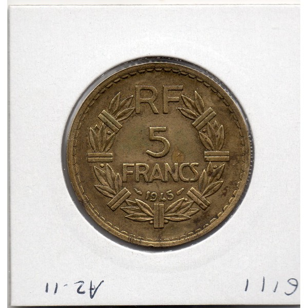 5 francs Lavrillier 1945 TTB, France pièce de monnaie