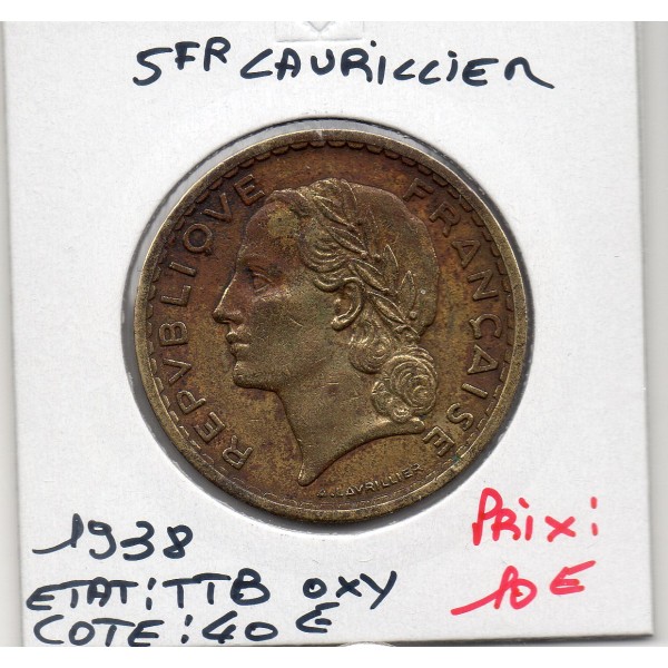 5 francs Lavrillier - 1938 - TTB - F.337/1- Oxydée