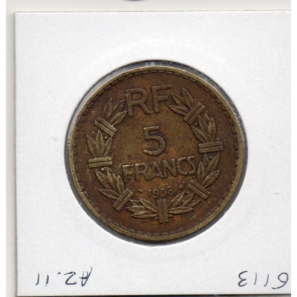 5 francs Lavrillier - 1938 - TTB - F.337/1- Oxydée