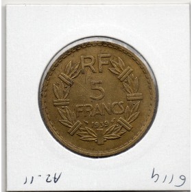 5 francs Lavrillier 1939 TTB bombée