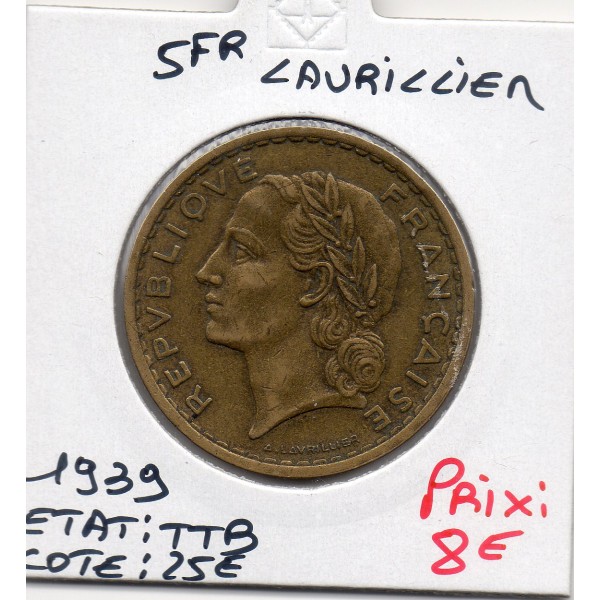 5 francs Lavrillier 1939 TTB