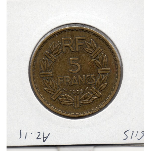 5 francs Lavrillier 1939 TTB