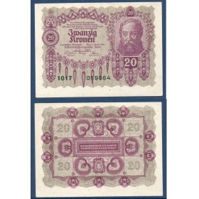 Autriche P.76, Spl Billet de 20 Kronen 1922 homme