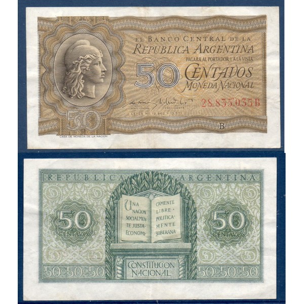 Argentine P.261a, Sup Billet de banque de 50 centavos ND