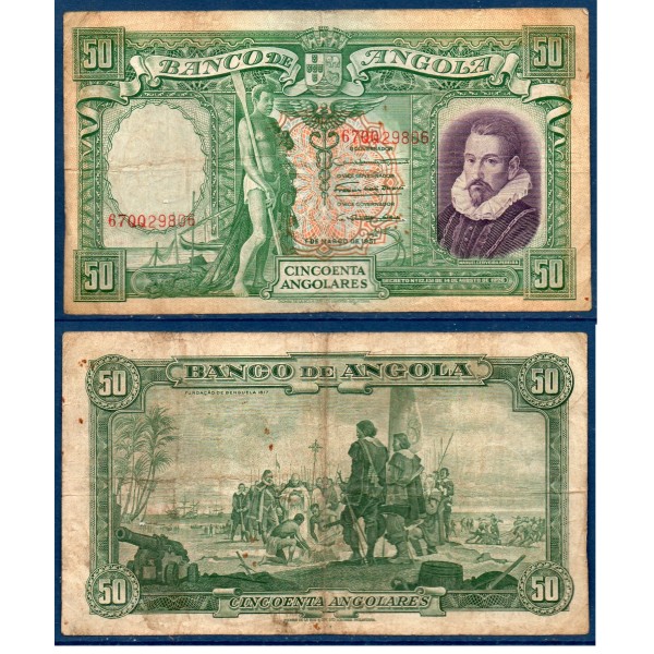 Angola P.84, TB Billet de 50 Angolares 1951 Manuel Cerveira Pereira