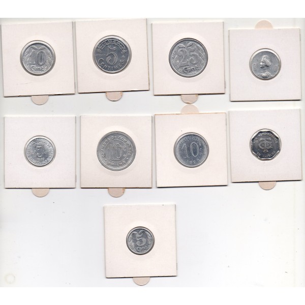 Lot de 9 pièces de monnaie CCI et nécessité 1916-1920