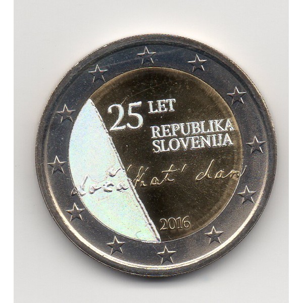 2 euros commémorative irisée - tirage privé, Slovénie 2016 25 ans indépendance