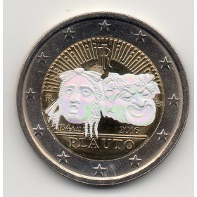 2 euros commémorative irisée - tirage privé, Italie 2016 Maccius Plautus