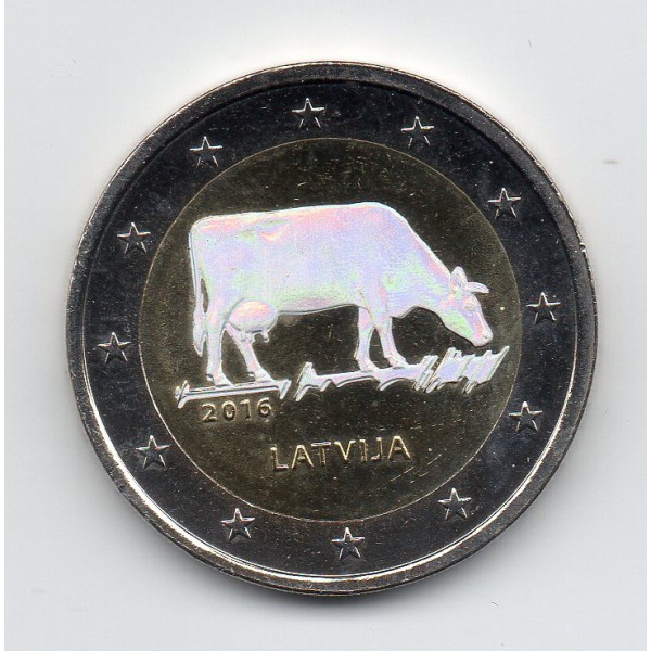 2 euros commémorative irisée - tirage privé, Lettonie 2016 agriculture lettone