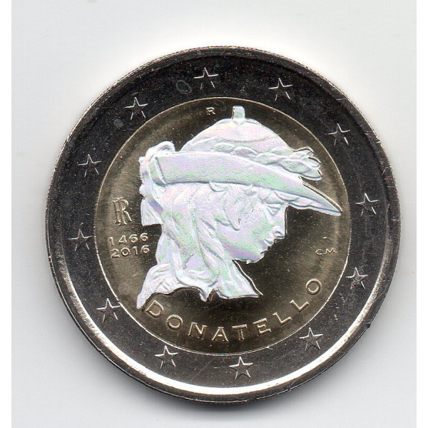 2 euros commémorative irisé - tirage privé, Italie 2016 Donatello